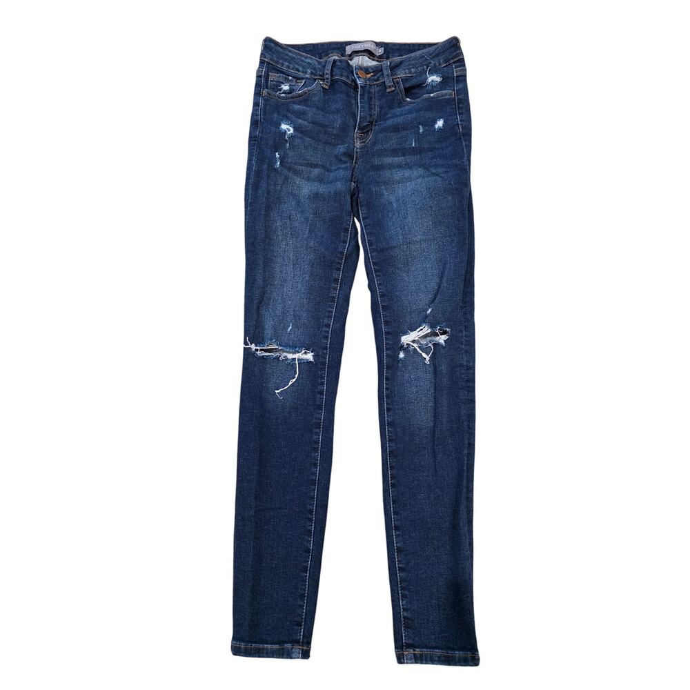 Just USA Womens Distressed Skinny Jeans Blue Dark Wash Size 4